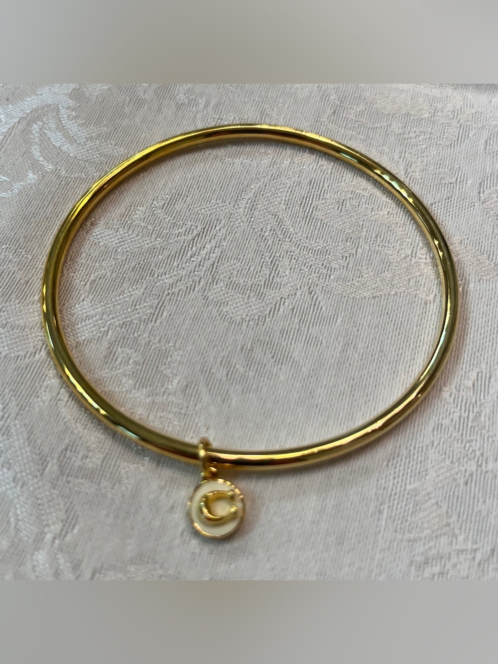 Coach Gold Tone Signature C Charm Bangle Bracelet - Picture 5 of 8